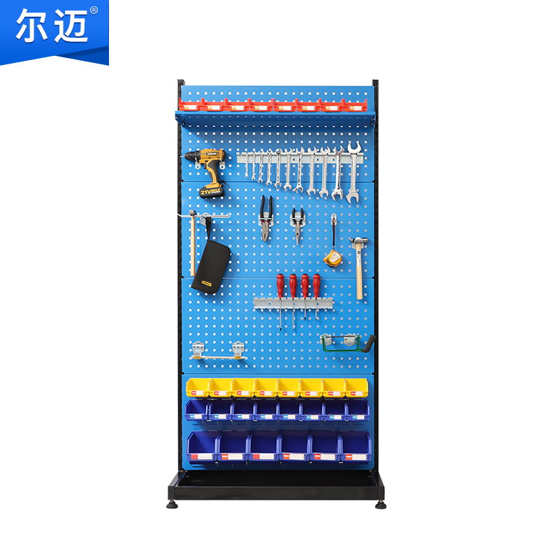 尔迈 挂钩方孔工具挂架车间维修工具架子多功能物料置物架五金工具展示货架 单面四层固定款