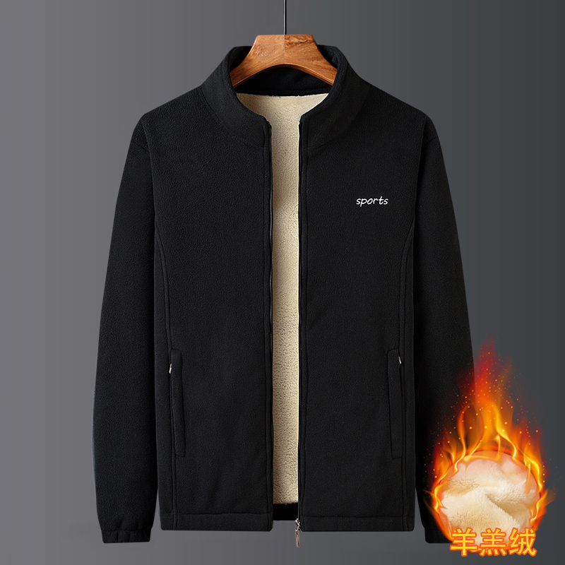 伊夫狼爪yifulangzhua秋冬款男士休闲揺粒绒绒开衫抓绒衣外套宽松时尚