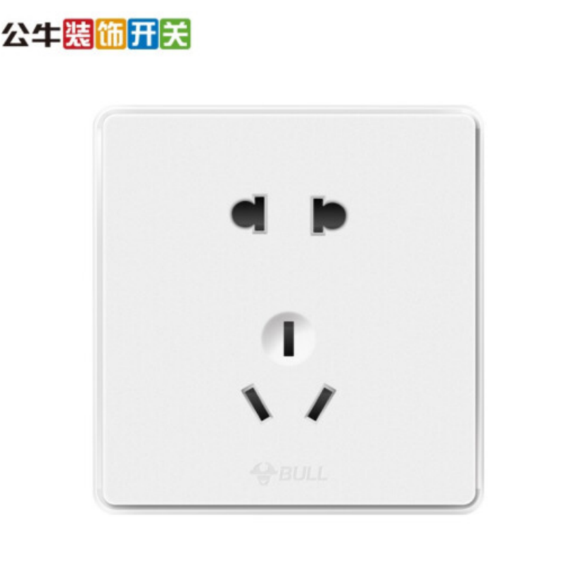 公牛(BULL)插座 无框大面板5孔 86型五孔电源插座V装饰开关插座面板G18Z223 纹理白 (单位:件)