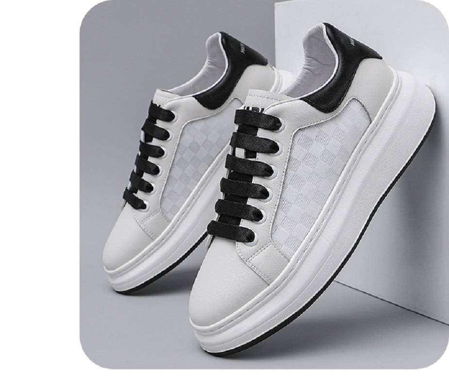 小白鞋男款夏季透气鞋子男网面休闲板鞋男士增高麦昆男鞋白黑