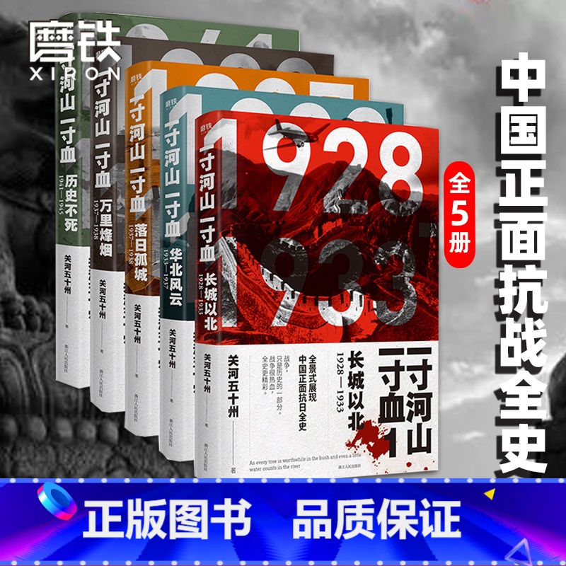 【正版】全套5册一寸河山一寸血 关河五十州 全景式展现中国正面抗日全史小说 军事抗战长篇历史小说 励志一寸山河 图书