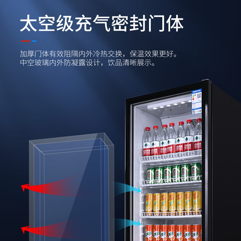 澳柯玛(AUCMA) 展示柜SC-316NE 316升商用单门冷藏展示柜冰柜保鲜饮料柜啤酒柜循环风机制冷合金内胆高清大图