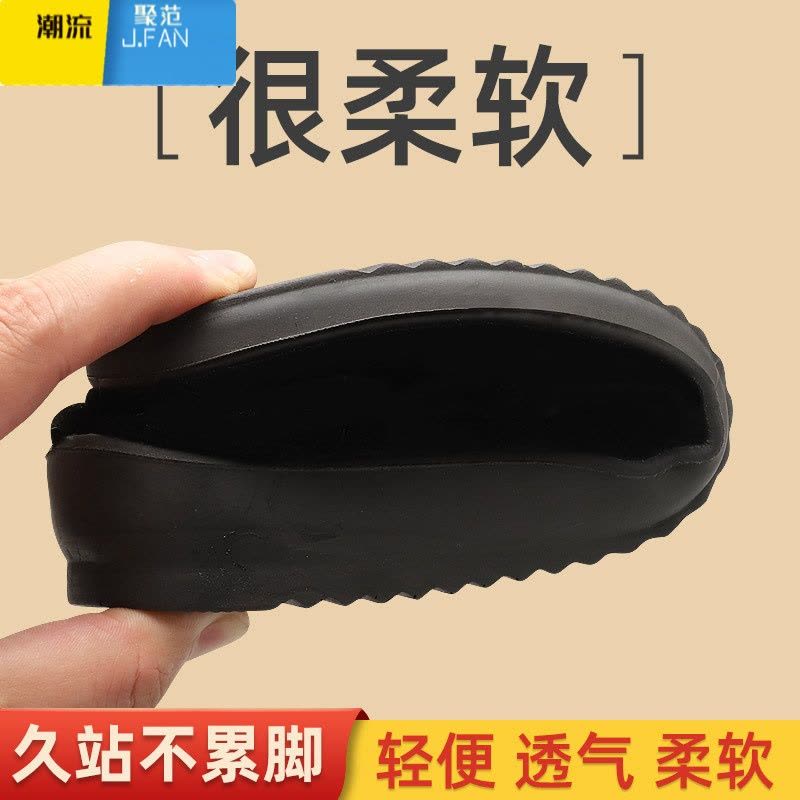 聚范老北京布鞋女单鞋软底黑色工作上班鞋透气妈妈厚底跳舞鞋平底浅口图片