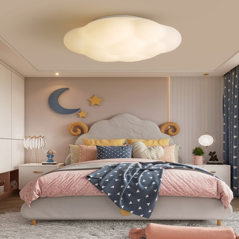闪电客儿童房云朵吊灯吸顶灯简约现代北欧男女孩公主房间卧室灯温馨