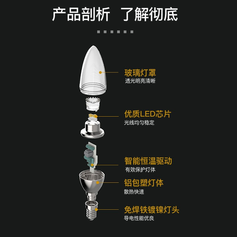 雷士led 3W暖白光/E14螺口灯泡 XF