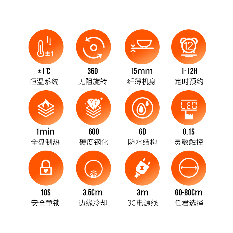 凯易欧饭菜保温板KZ-120圆形旋转款热菜板家用餐桌转盘暖菜加热板热菜神器