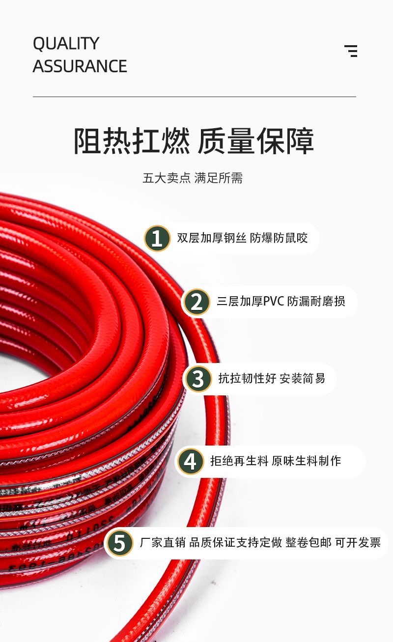 象头 半编织钢丝煤气管 红色9mm18米高清大图