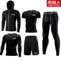 健身服男套装健身房跑步运动体能训练服紧身衣衣男 五件套：科幻款 M码（100-120斤）