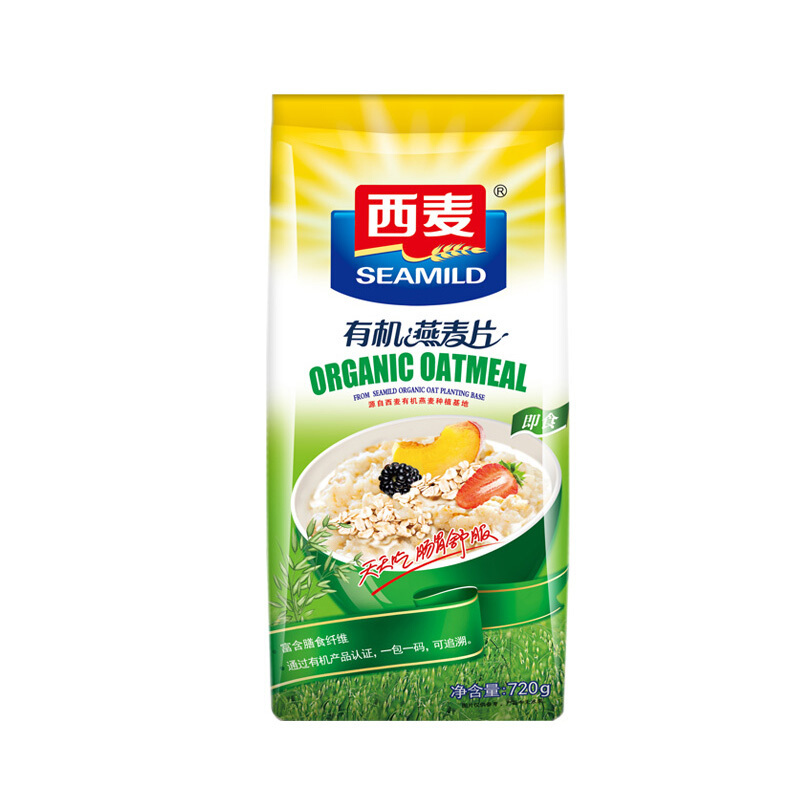 西麦 有机燕麦片720g/袋 即食免煮不添加蔗糖 冲饮麦片 营养谷物早餐