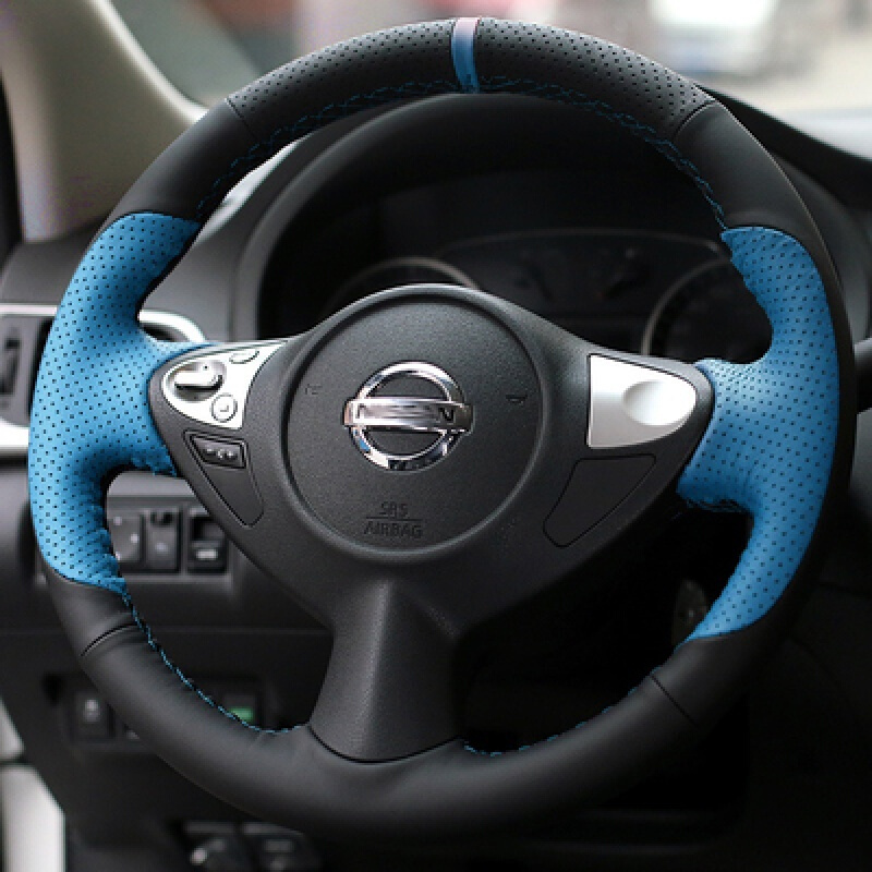 16款新轩逸全新轩逸改装轩逸手缝真皮方向盘套翻毛磨砂把套视频介绍_1