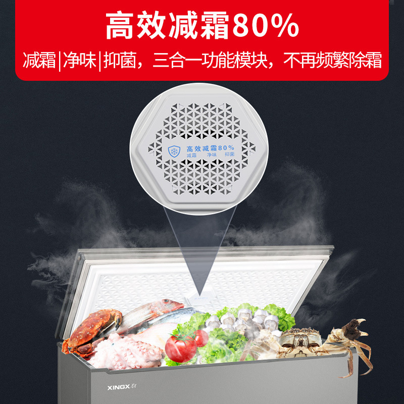 星星(XINGX)245L冰柜家用小型冷柜 冷藏冷冻转换一级能效 减霜80%单温卧式冰柜 BD/BC-245KC