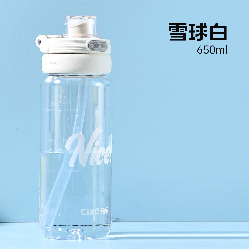 希乐tritan水杯女士高颜值吸管杯中学生大容量户外便携随手杯弹盖杯子高清大图