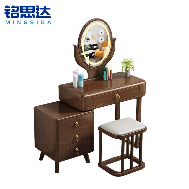 铭思达实木梳妆台80cm含边柜套高清大图