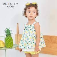 [1件5折价:99.5]米喜迪mecity童装夏新款女小童衬衫柠檬满印短袖儿童公主衬衣