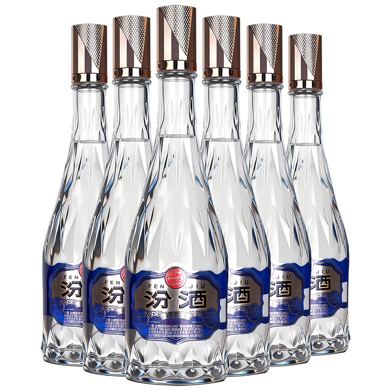 [官方正品]山西杏花村汾酒 53度水晶玻汾500ml*6瓶国际龙尊白酒高清大图