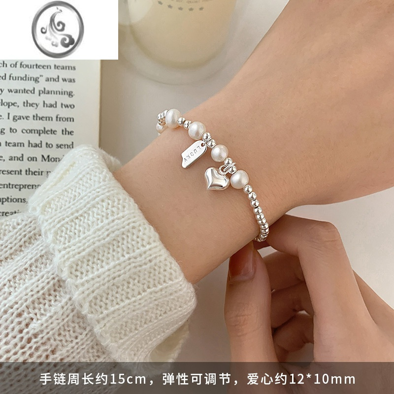 JiMi[]925银银珍珠手链女小众轻奢闺蜜手串百搭手镯高级感手饰