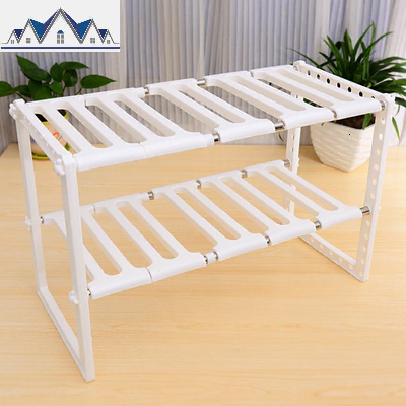 塑料不锈钢可伸缩单层双层下水置物架橱柜架锅架储物沥水收纳架 三维工匠