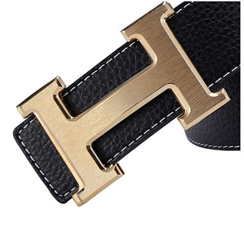 皮带男士腰带h扣字母平滑扣青年韩版百搭休闲时尚纹皮带