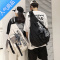 封后潮牌胸包男士斜挎包时尚潮流大容量单肩背包个性潮酷学生书包男 黑色+猩猩