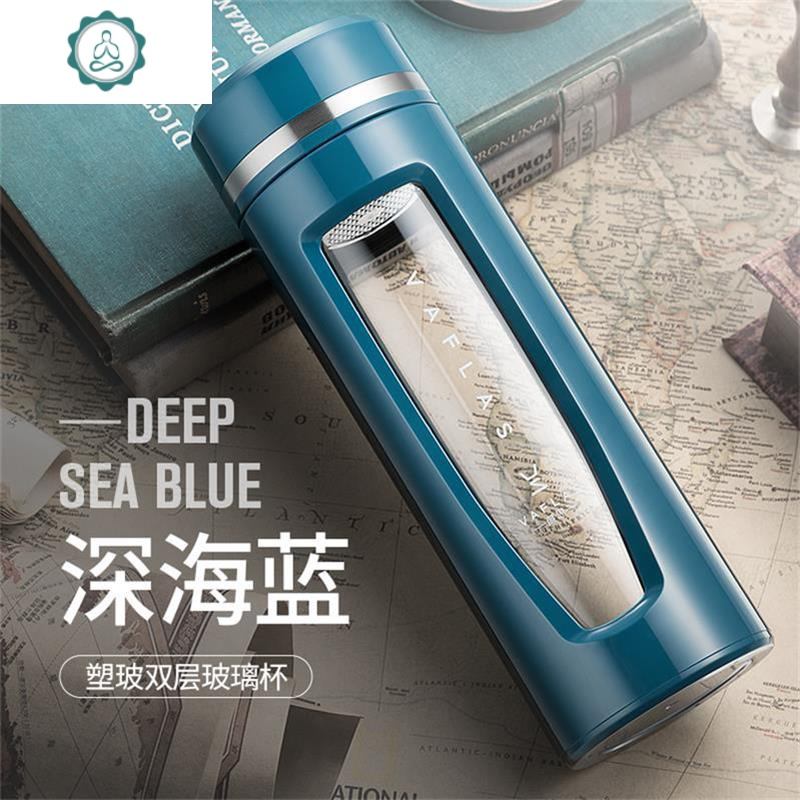 德国防摔茶水分离泡茶杯男双层过滤水杯便携随手玻璃杯