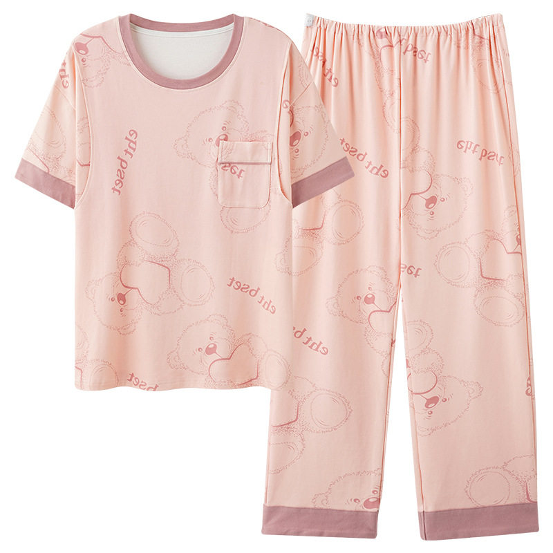 月子服夏季薄款棉质产后短袖长裤大码孕妇哺乳睡衣女怀孕期家居服高清大图