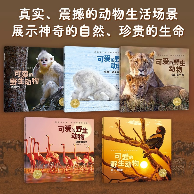 野生动物科普绘本 [正版]海豚童书可爱的动物平装软皮封面绘本全5册3-6岁趣味动物科普认知书籍