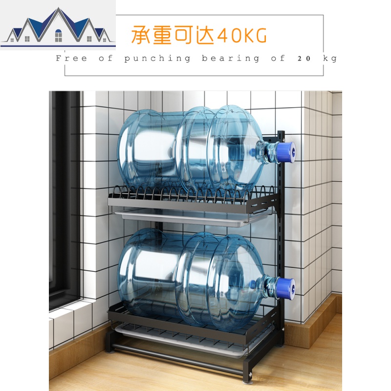 免打孔放碗架壁挂式晾碗碟沥水架黑色碗筷收纳盒不锈钢厨房置物架 三维工匠高清大图
