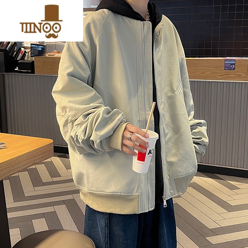 YANXU外套男款ins潮流潮牌美式复古设计感夹克宽松青少年棒球外高清大图