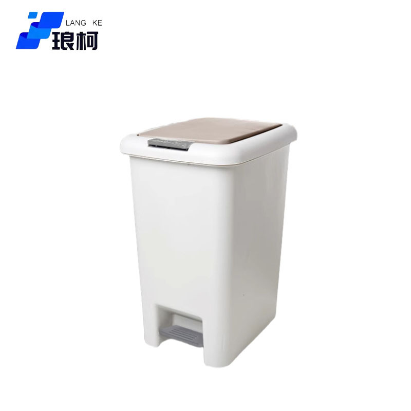 琅柯 卫生间脚踩翻盖垃圾桶 10L高清大图