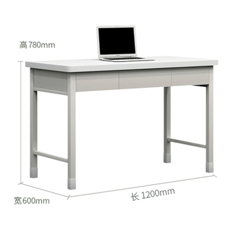 富路达钢制学习桌写字桌电脑桌内务办公桌宿舍三抽桌+两椅高清大图