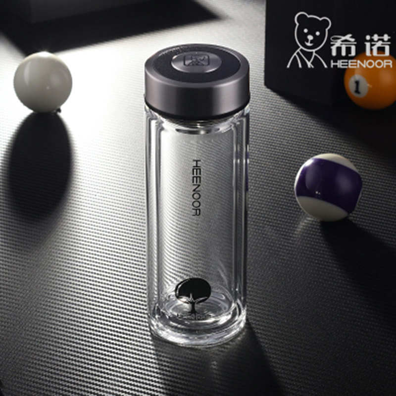 希诺XN-6700: 180ml玻璃杯 双层隔热带盖茶隔经典便携款(QH)