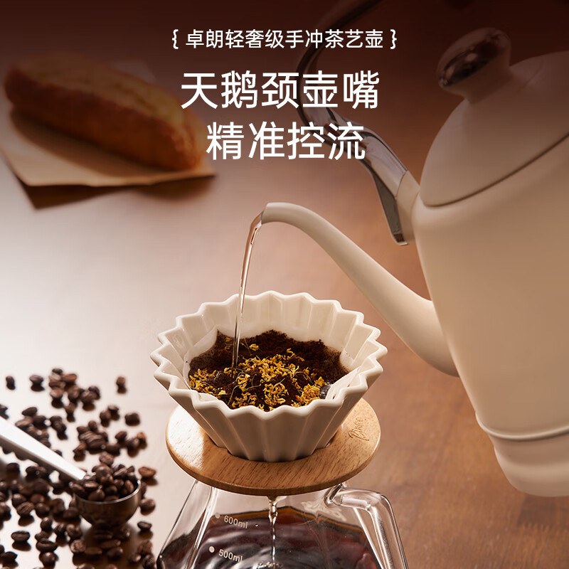卓朗电热水壶小型家用手冲壶泡茶挂耳咖啡壶不锈钢复古烧水壶ZL-K063高清大图