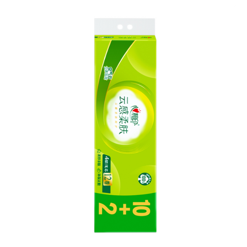 心相印云感柔肤立体压花4层无芯卷纸RW1712 117g/卷*12卷高清大图