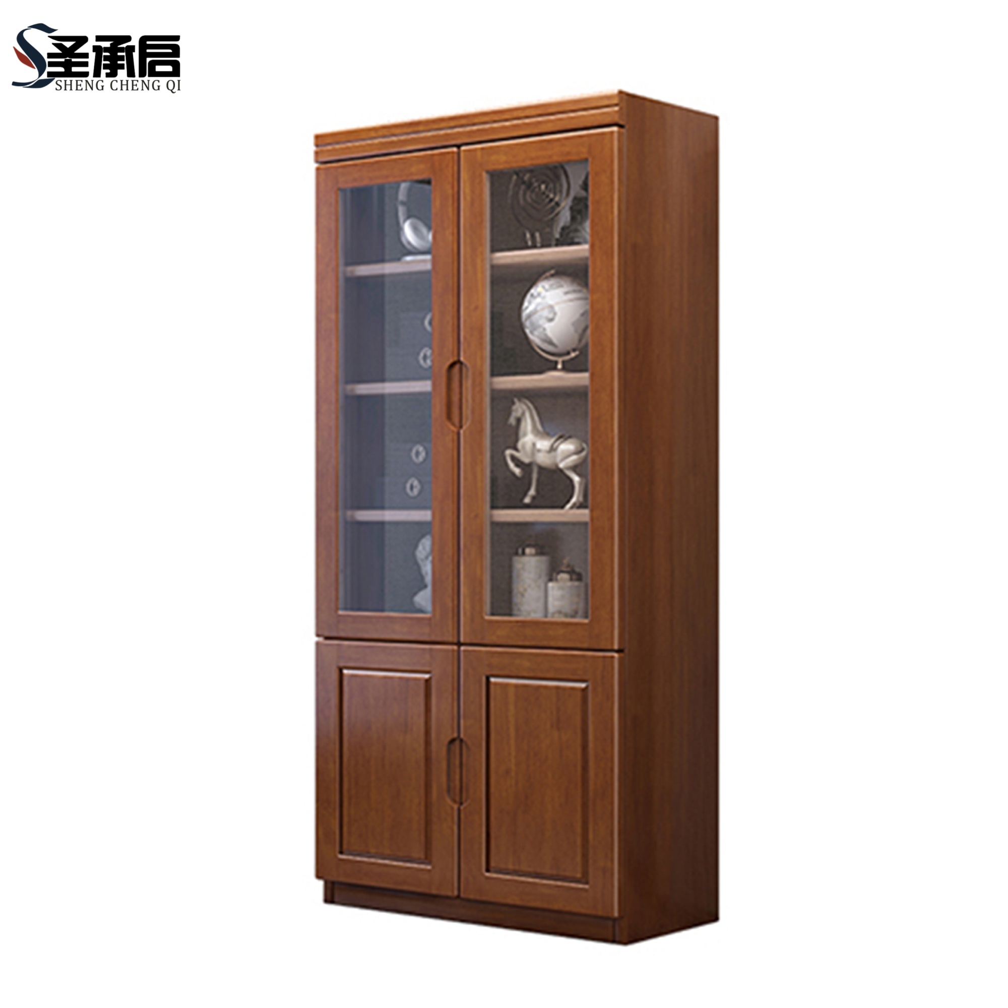 圣承启 实木书柜 二门台高清大图