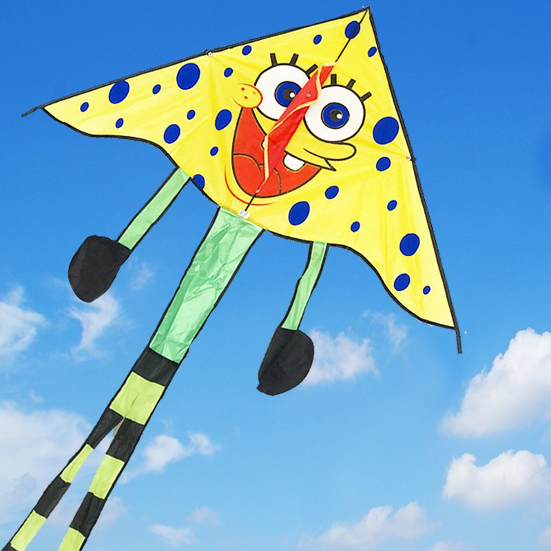 风筝风筝型风筝玩具户外运动创意三维工匠海绵宝宝风筝100米线板视频