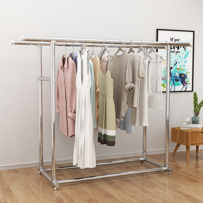 艺可恩阳台晾衣架落地折叠室内家用双杆式不锈钢挂衣架晾衣杆卧室晒