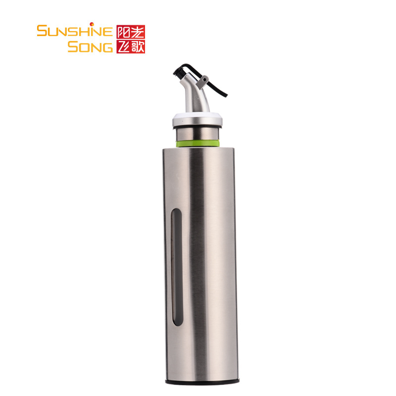 阳光飞歌 非一次使用式不锈钢油壶 韩式创意按压嘴油酱壶加厚防漏有孔盖250ml