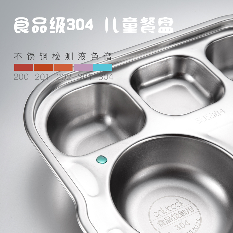 幼儿园餐盘不锈钢儿童餐具宝宝餐厅分格托盘可爱分隔饭盒圆盘 嘟嘟巴士车儿童餐盘