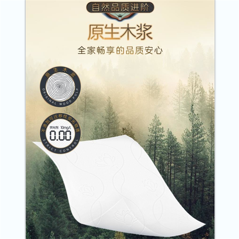 清风&敦煌文创 原木纯品系列4层加厚纸巾110克12卷 A20CDH 一提装高清大图