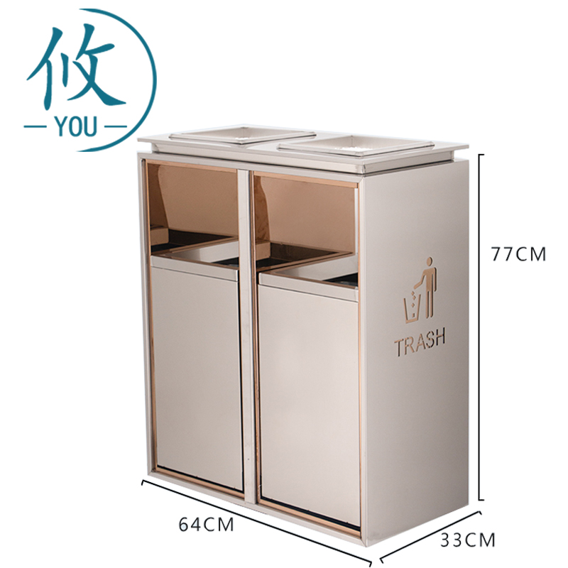 攸 全钢双桶垃圾桶 64*33*77cm 个高清大图
