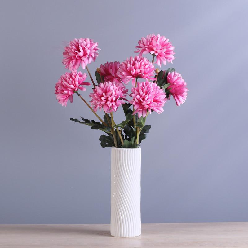 花艺套装陶瓷花瓶仿真花现代摆件创意客厅插花家居装饰品忆光橘黄色