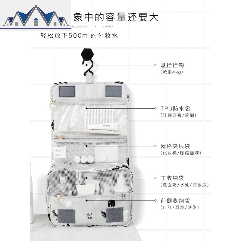 洗漱收纳包男士便携旅行出差洗簌大容量洗浴化妆女防水干湿分离男 三维工匠高清大图
