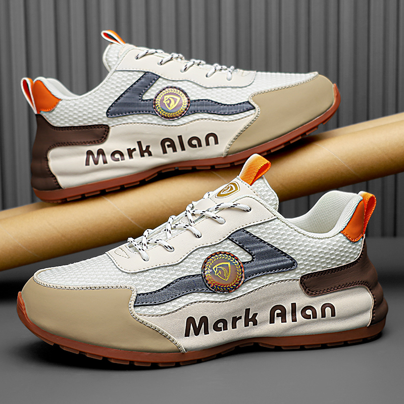 白水母 男士轻便板鞋 透气网面 鞋底减震 高弹力舒适 轻量设计 白色百搭板鞋高清大图