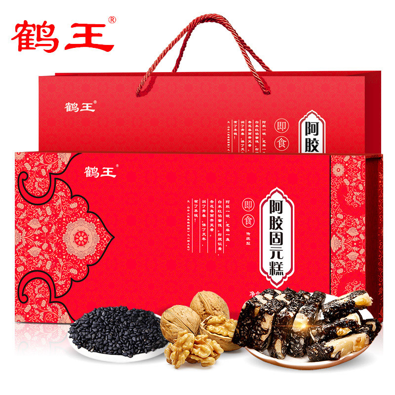 鹤王阿胶糕纯即食手工阿胶糕礼盒500g礼盒装阿胶固元膏方阿胶块片年货特产