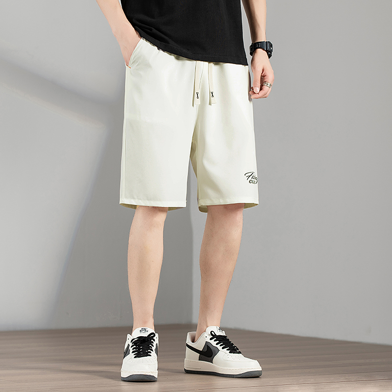 a夏季时尚休闲运动短裤男印花松紧宽松微弹男士五分裤速干潮流沙滩裤