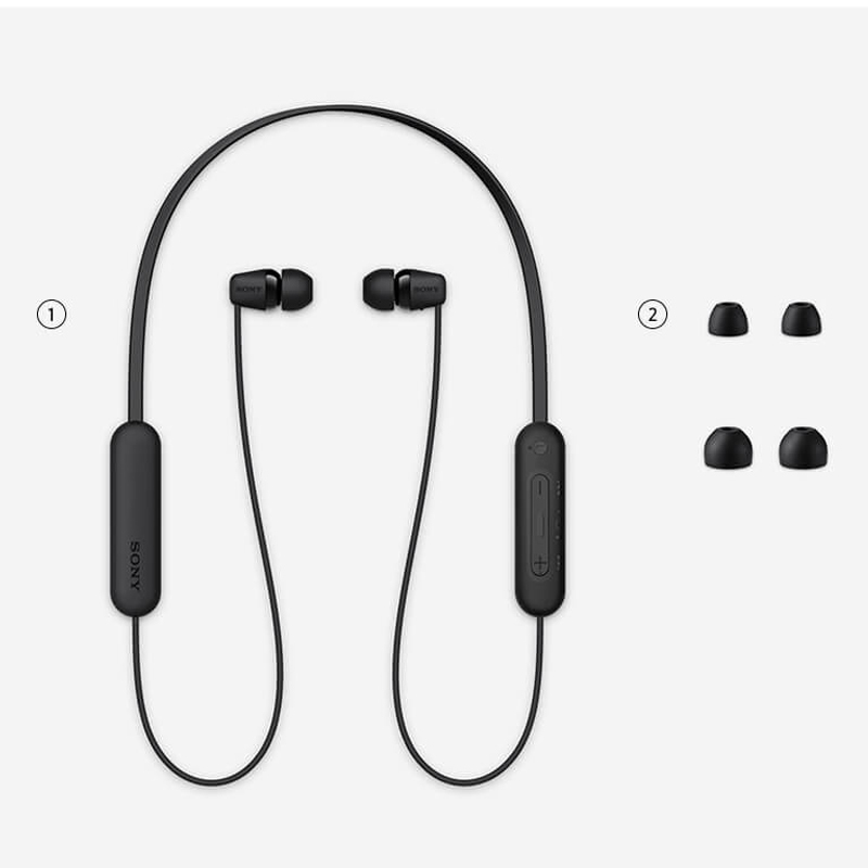 索尼(SONY) WI-C100 长续航颈挂式无线耳机 黑色 徒步运动 快递外卖员适用