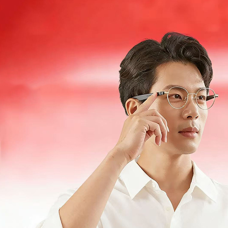 界环 AI音频智能眼镜非AR 实时翻译眼镜 无线双耳立体声 金属圆框款 日暮金高清大图