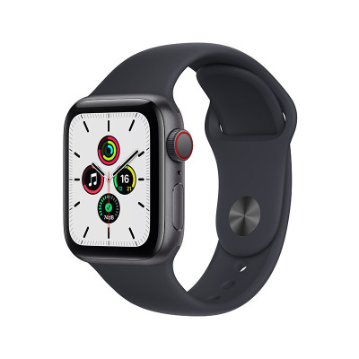 MKT33CH/A Apple Watch SE 44毫米 GPS+蜂窝版 深空灰色铝金属表壳午夜色运动型表带
