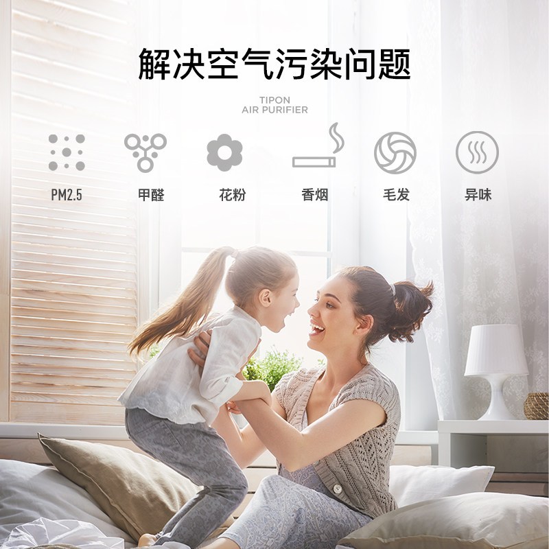 TIPON/德国汉朗家用别墅除甲醛雾霾pm2.5TVOC可视甲醛数值除烟除尘负离子空气净化器 白色 净霸650