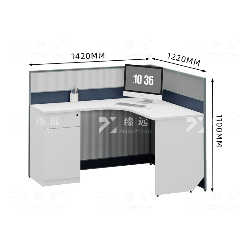 臻远 ZYGW-032屏风工作卡位职员桌办公桌 L型单人位高清大图
